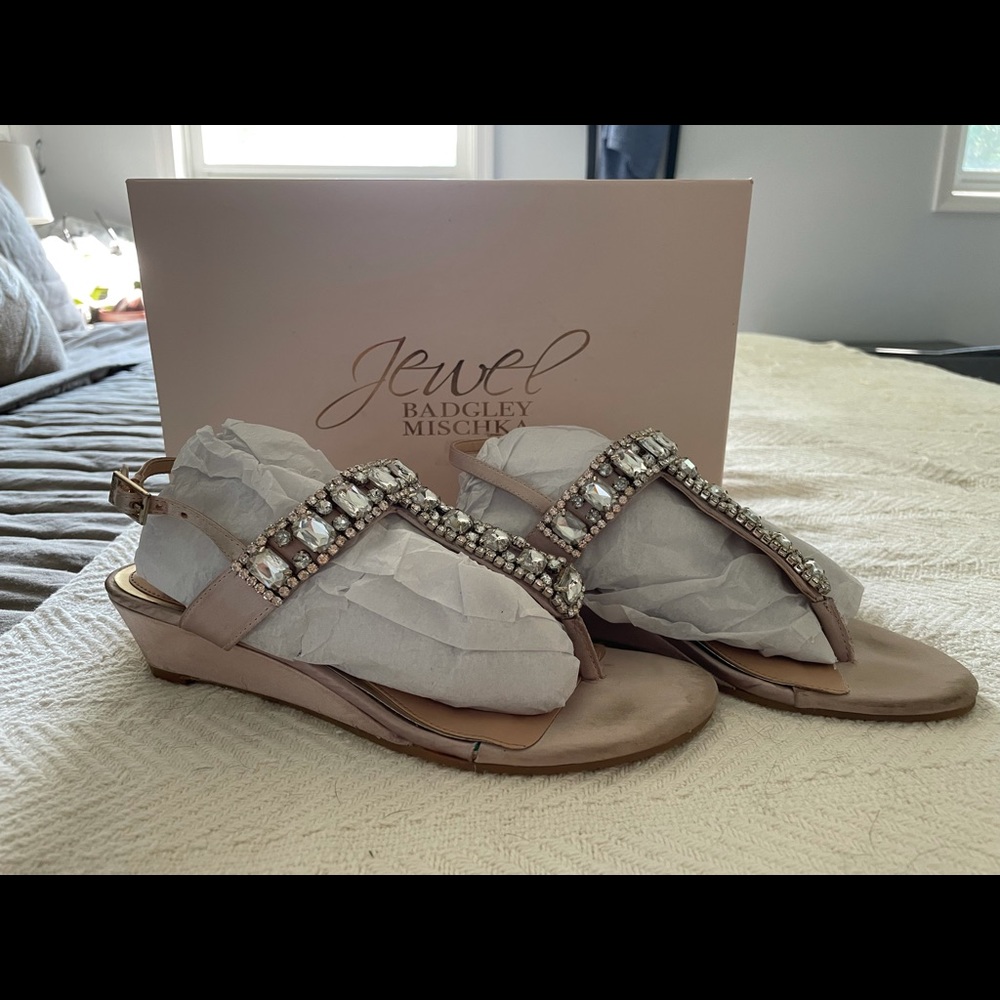 Badgley Mischka T strap embellished sandal
